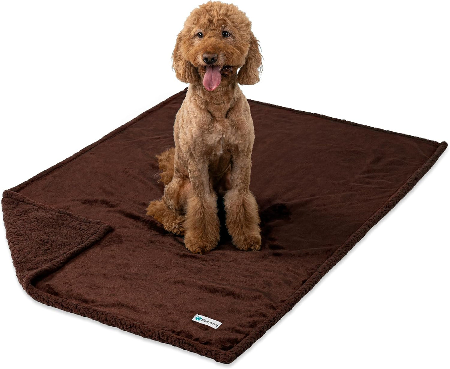 Waterproof Reversible Dog Blanket - Soft Sherpa Fleece Couch Cover for Medium & Large Dogs, Leakproof & Washable, 60x40 Brown