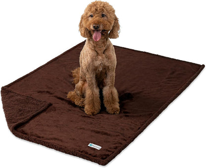 Waterproof Reversible Dog Blanket - Soft Sherpa Fleece Couch Cover for Medium & Large Dogs, Leakproof & Washable, 60x40 Brown