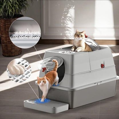Premium Stainless Steel Top Entry Cat Litter Box – Extra Large, Leak-Proof & Odor-Controlled for Big Cats