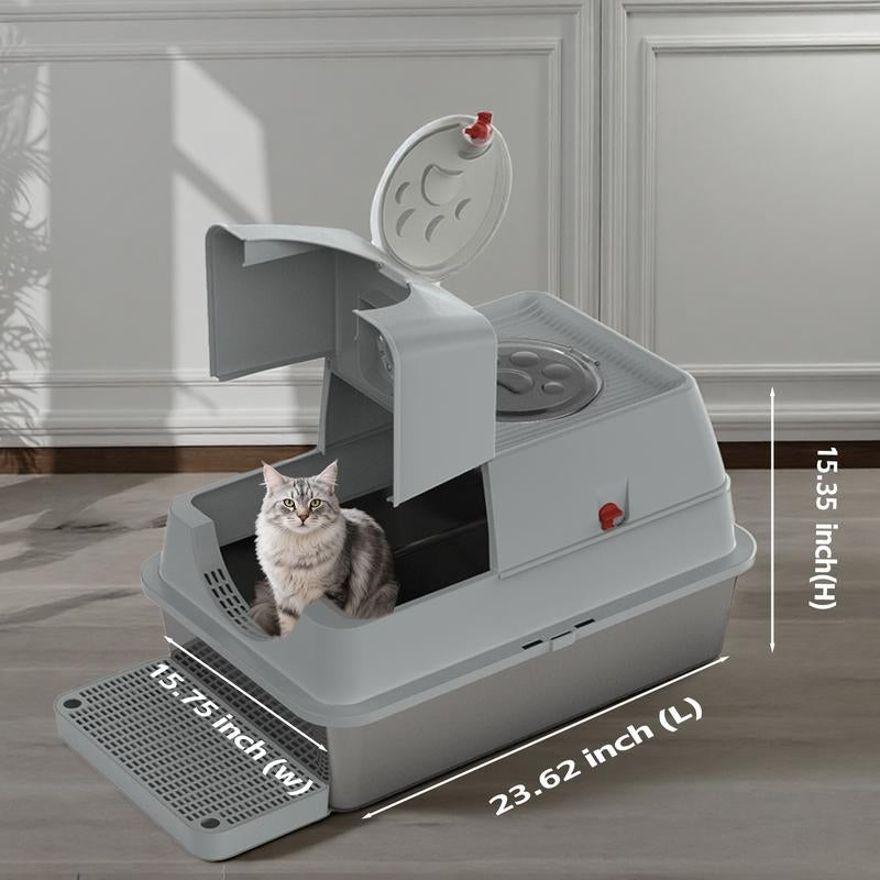 Premium Stainless Steel Top Entry Cat Litter Box – Extra Large, Leak-Proof & Odor-Controlled for Big Cats