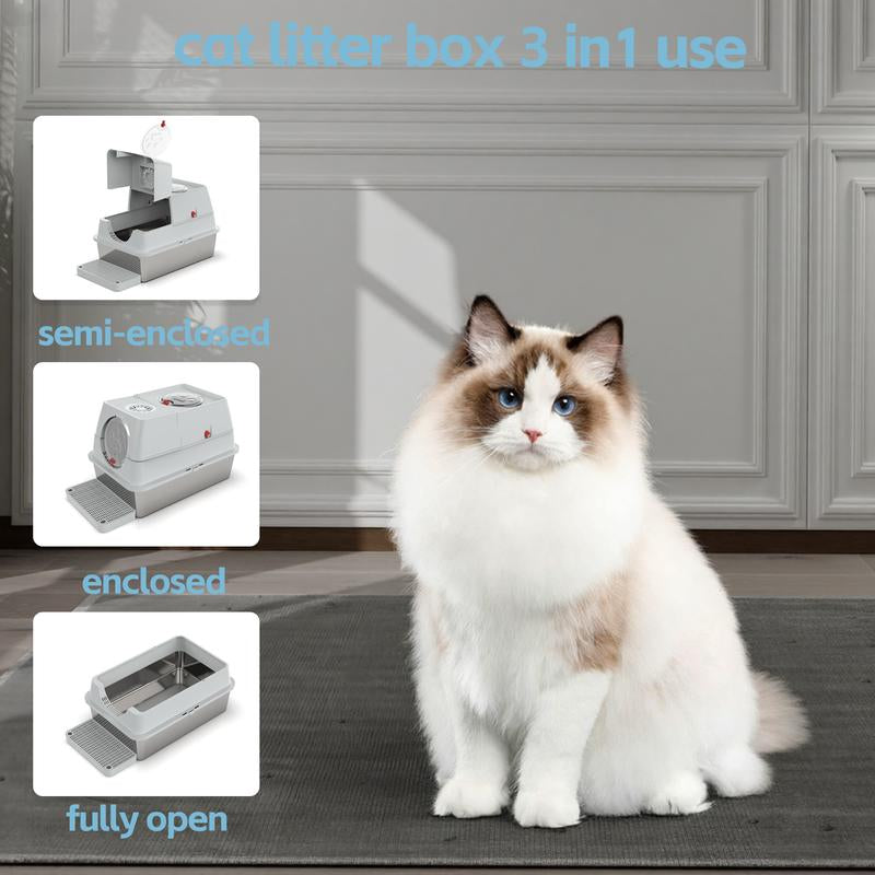 Premium Stainless Steel Top Entry Cat Litter Box – Extra Large, Leak-Proof & Odor-Controlled for Big Cats