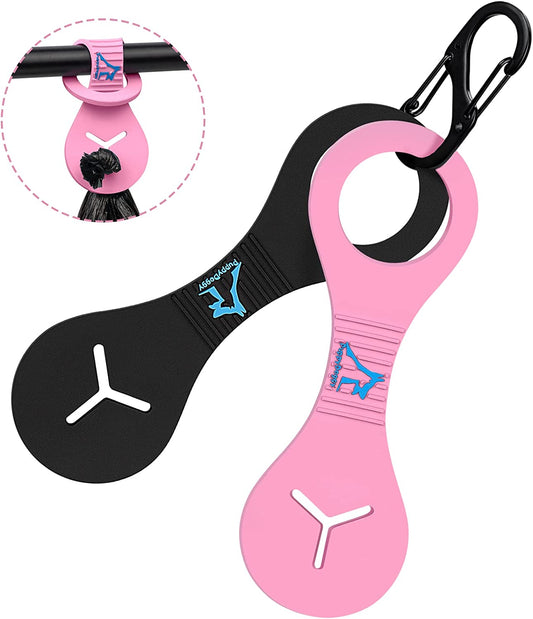Stylish Dog Poop Bag Holder - Convenient Leash Waste Bag Dispenser for Walks & Rides (2 Pack: Black & Pink)