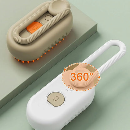 Pet Steam Brush, 3 in 1 Self Cleaning Steam Pet Brush Steamer Brush for Massage for Removing Tangled and Loose Hair (White)