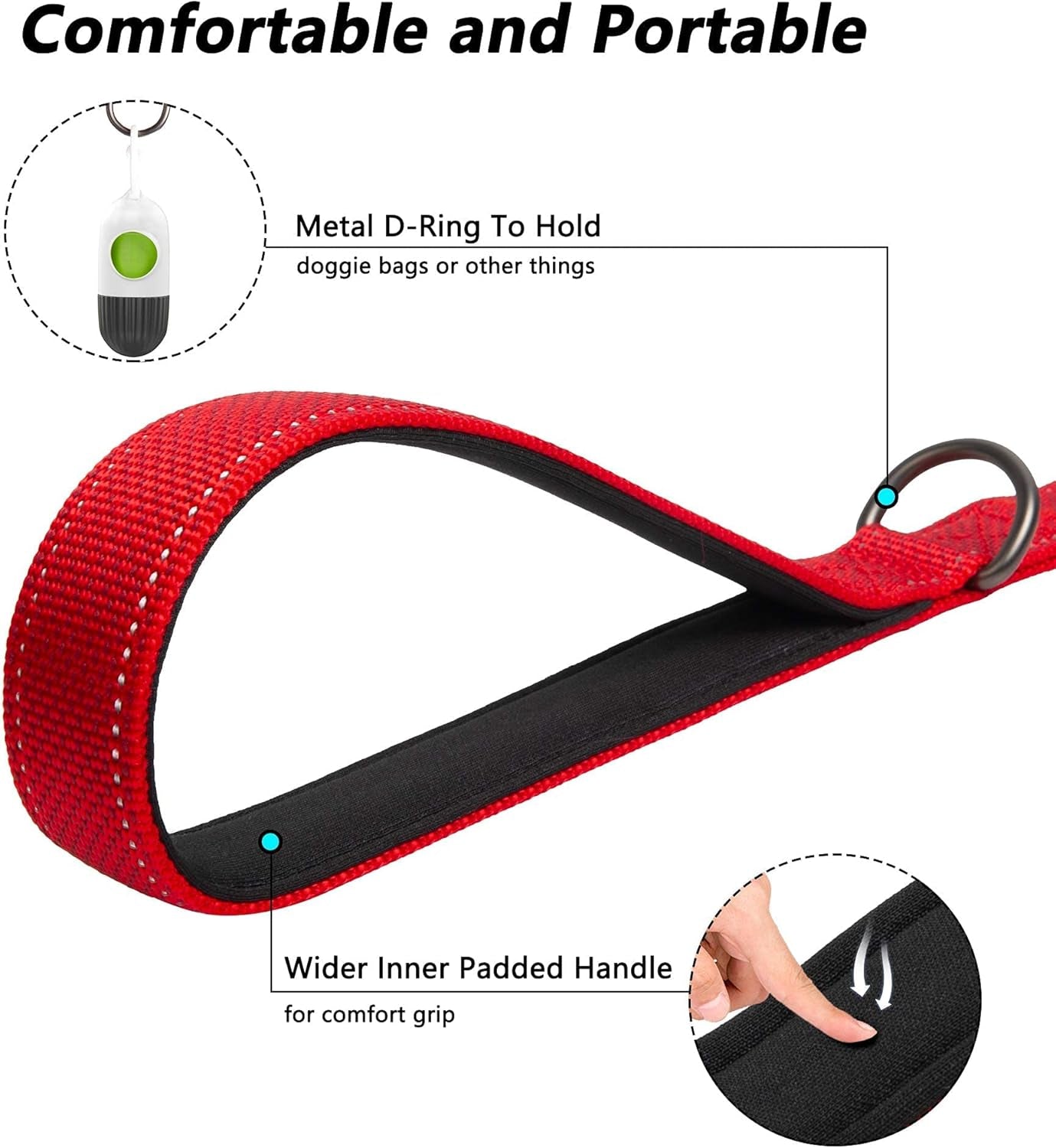 4FT Heavy Duty Dog Leash – Dual Padded Handles, Reflective Safety, Ultra-Durable Control for All Breeds