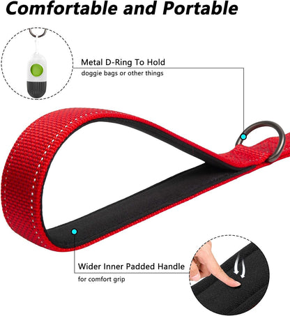4FT Heavy Duty Dog Leash – Dual Padded Handles, Reflective Safety, Ultra-Durable Control for All Breeds