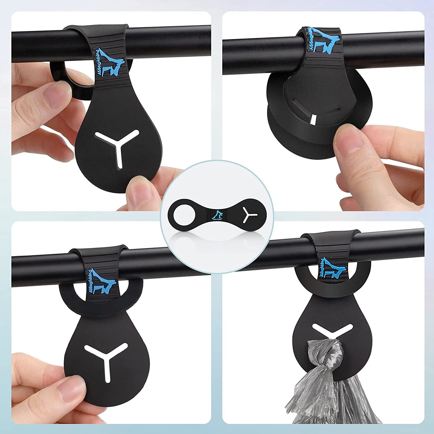 Stylish Dog Poop Bag Holder - Convenient Leash Waste Bag Dispenser for Walks & Rides (2 Pack: Black & Pink)