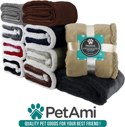 Waterproof Reversible Dog Blanket - Soft Sherpa Fleece Couch Cover for Medium & Large Dogs, Leakproof & Washable, 60x40 Brown